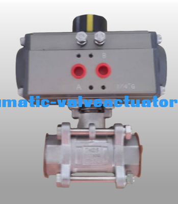 90-stopniowy pneumatyczny zawór kulowy z siłownikiem, ze stopu aluminium, z przekładnią zębatkową