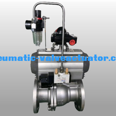 Pneumatic Control Flange Type Stainless Steel Ball Valve Double Acting Spring Return
